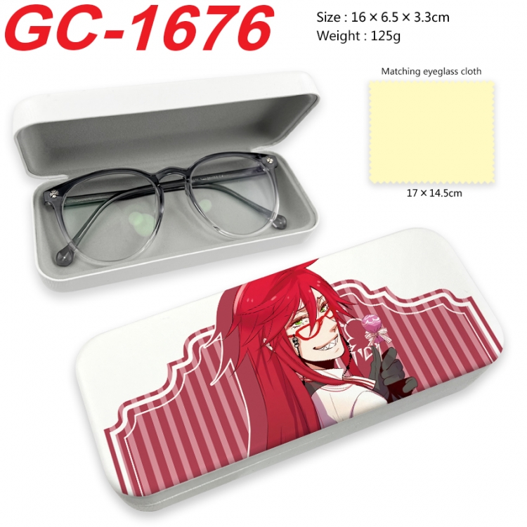 Kuroshitsuji Anime UV printed PU leather material glasses case 16X6.5X3.3cm GC-1676