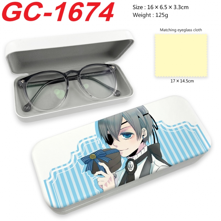 Kuroshitsuji Anime UV printed PU leather material glasses case 16X6.5X3.3cm GC-1674