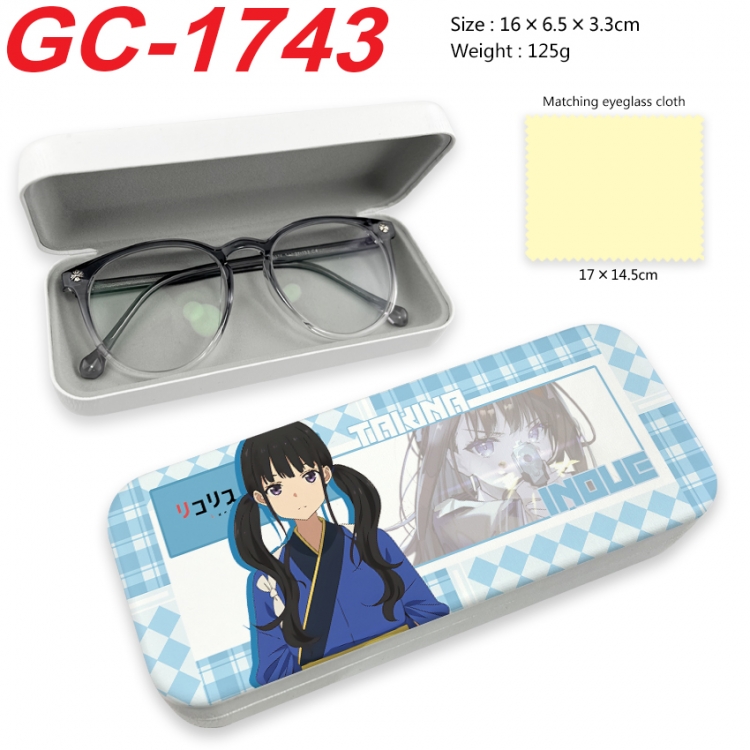 Lycoris Recoil  Anime UV printed PU leather material glasses case 16X6.5X3.3cm GC-1743
