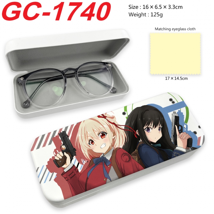 Lycoris Recoil  Anime UV printed PU leather material glasses case 16X6.5X3.3cm GC-1740