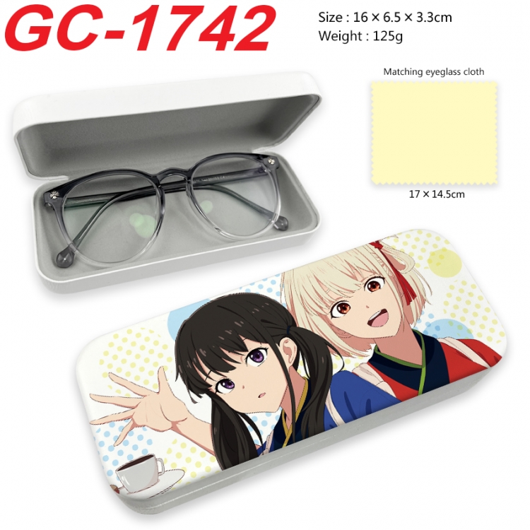Lycoris Recoil  Anime UV printed PU leather material glasses case 16X6.5X3.3cm GC-1742