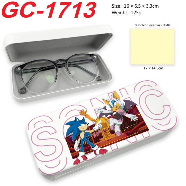 Sonic The Hedgehog Anime UV printed PU leather material glasses case 16X6.5X3.3cm GC-1713