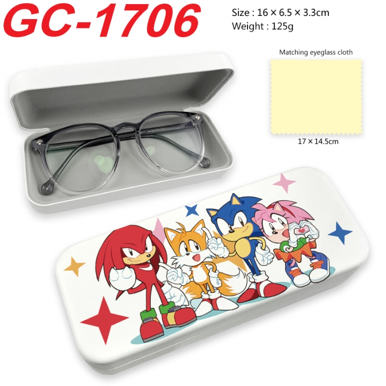 Sonic The Hedgehog Anime UV printed PU leather material glasses case 16X6.5X3.3cm GC-1706