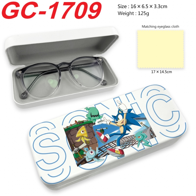 Sonic The Hedgehog Anime UV printed PU leather material glasses case 16X6.5X3.3cm GC-1709