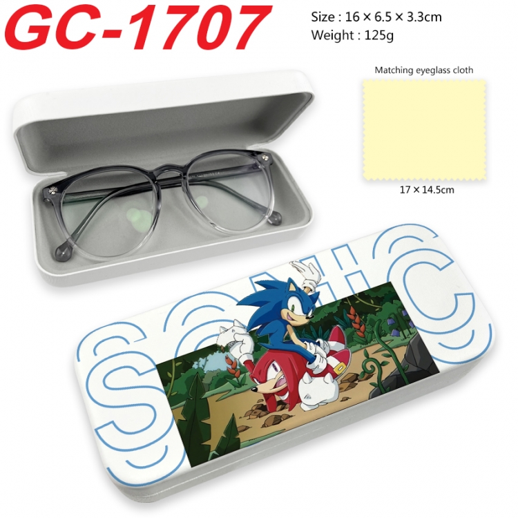 Sonic The Hedgehog Anime UV printed PU leather material glasses case 16X6.5X3.3cm GC-1707