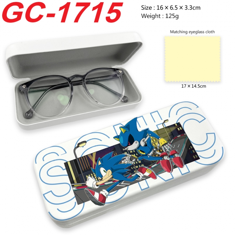 Sonic The Hedgehog Anime UV printed PU leather material glasses case 16X6.5X3.3cm  GC-1715