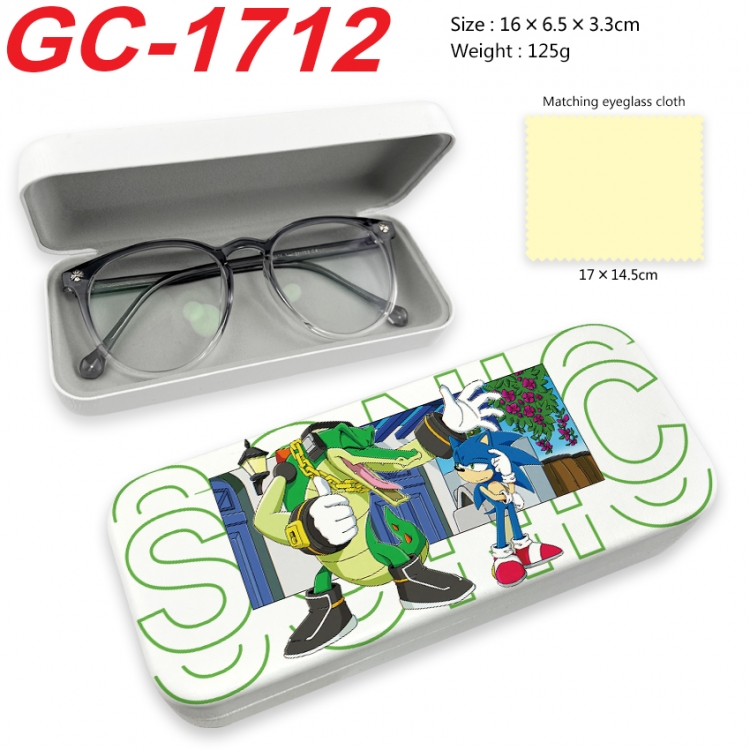 Sonic The Hedgehog Anime UV printed PU leather material glasses case 16X6.5X3.3cm GC-1712
