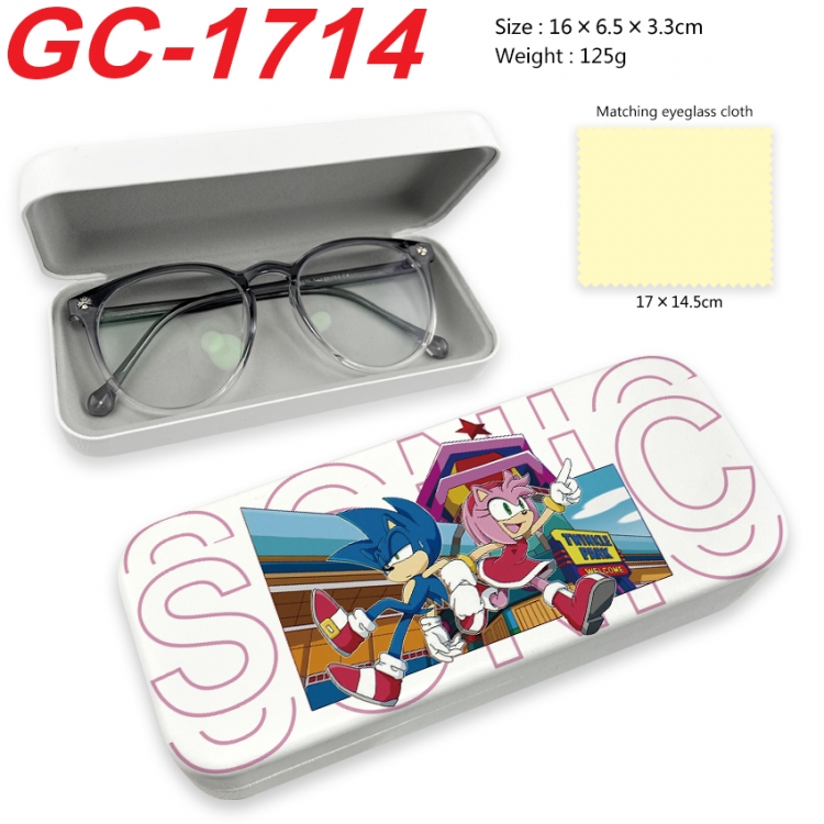 Sonic The Hedgehog Anime UV printed PU leather material glasses case 16X6.5X3.3cm GC-1714