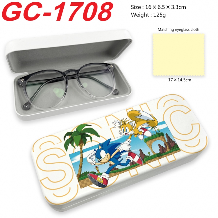 Sonic The Hedgehog Anime UV printed PU leather material glasses case 16X6.5X3.3cm  GC-1708