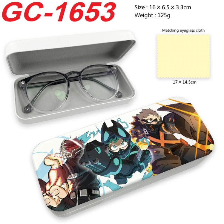 My Hero Academia Anime UV printed PU leather material glasses case 16X6.5X3.3cm GC-1653