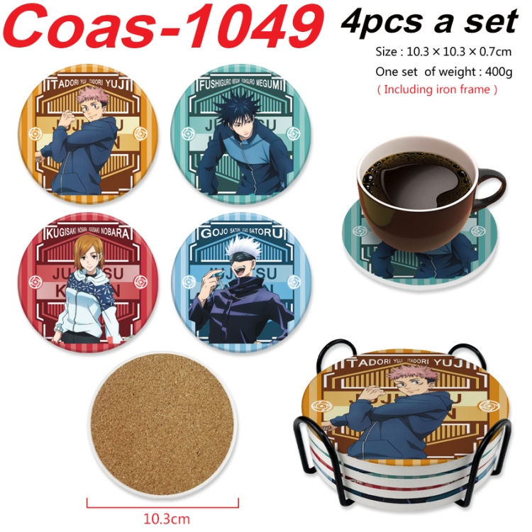 Jujutsu Kaisen Anime peripheral circular coaster UV printed ceramic cork insulation pad a set of 4 