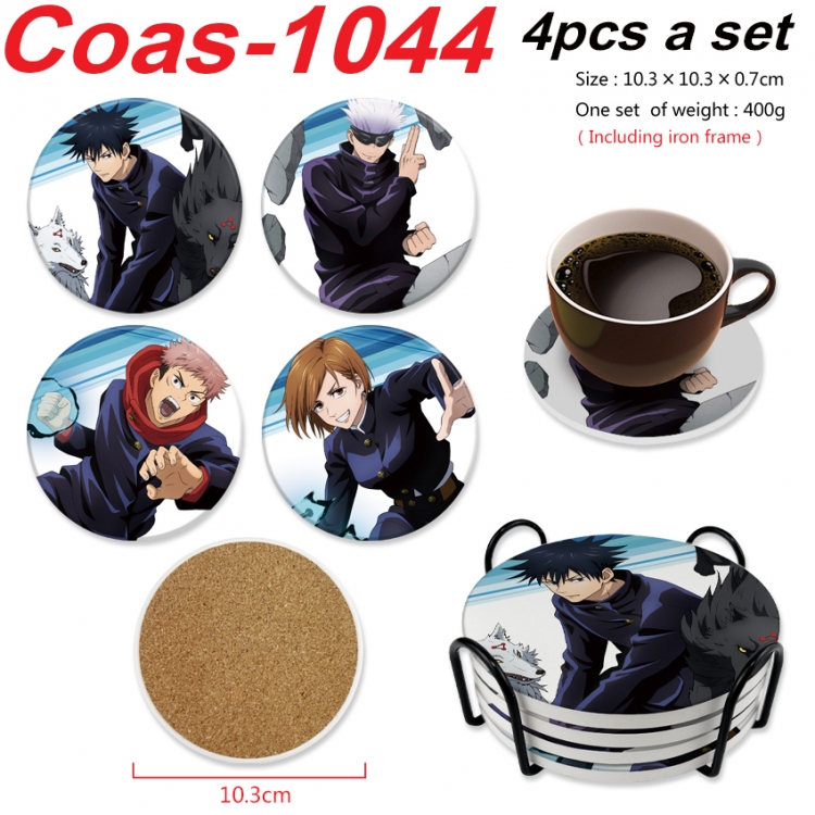 Jujutsu Kaisen Anime peripheral circular coaster UV printed ceramic cork insulation pad a set of 4 