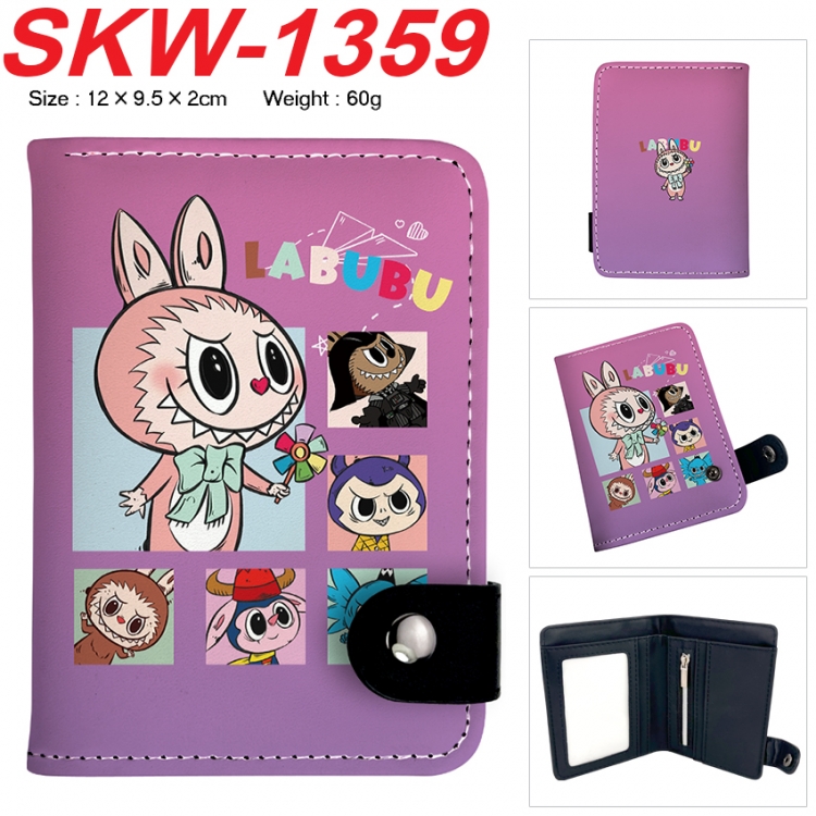 LABUBU Anime vertical button folding wallet 12X9.5X2CM 60g