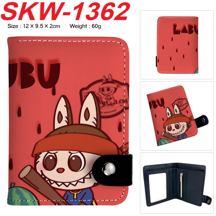 LABUBU Anime vertical button folding wallet 12X9.5X2CM 60g