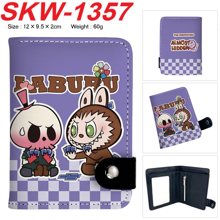 LABUBU Anime vertical button folding wallet 12X9.5X2CM 60g