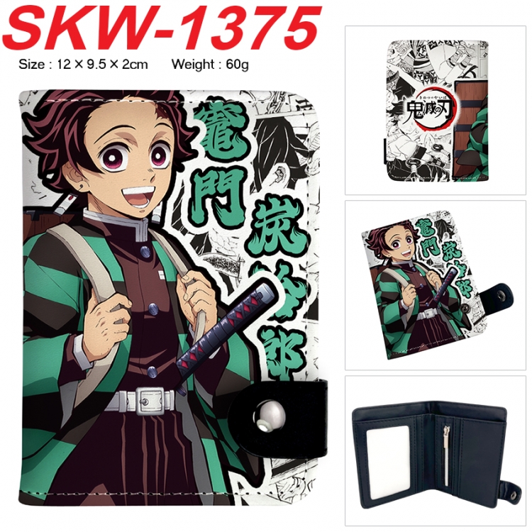  Demon Slayer Kimets Anime vertical button folding wallet 12X9.5X2CM 60g