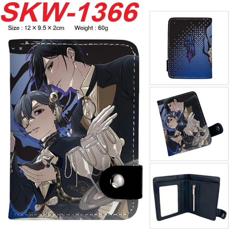 Kuroshitsuji Anime vertical button folding wallet 12X9.5X2CM 60g