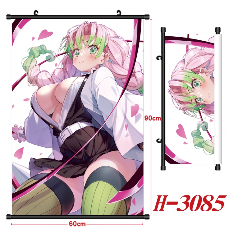 Demon Slayer Kimets Anime Black Plastic Rod Canvas Painting Wall Scroll 60X90CM