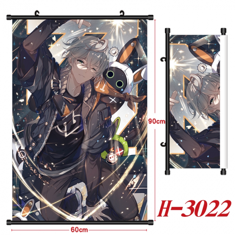 Zenless Zone Zero Anime Black Plastic Rod Canvas Painting Wall Scroll 60X90CM