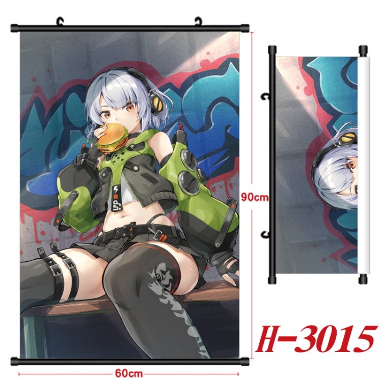 Zenless Zone Zero Anime Black Plastic Rod Canvas Painting Wall Scroll 60X90CM