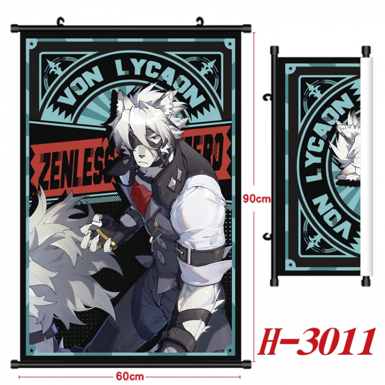 Zenless Zone Zero Anime Black Plastic Rod Canvas Painting Wall Scroll 60X90CM