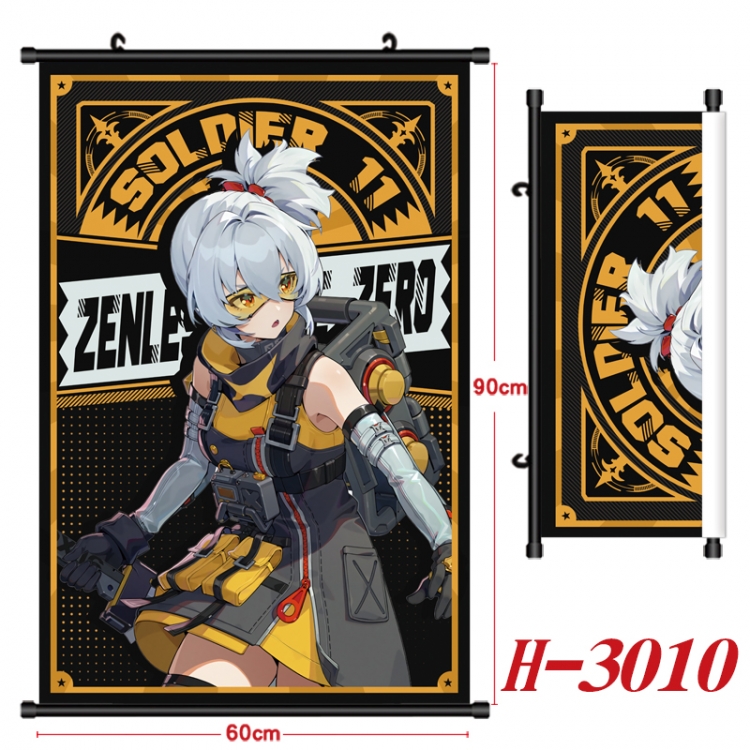 Zenless Zone Zero Anime Black Plastic Rod Canvas Painting Wall Scroll 60X90CM