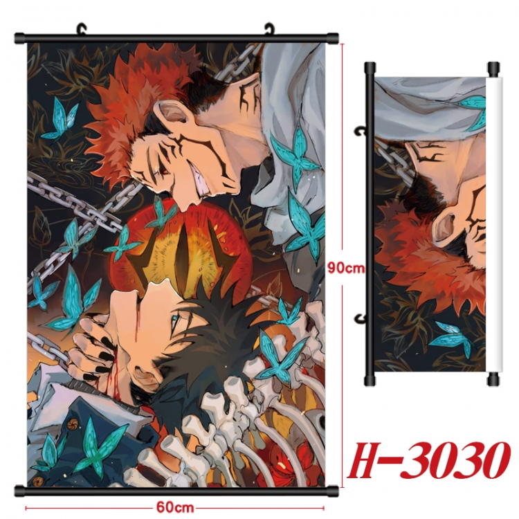 Jujutsu Kaisen Anime Black Plastic Rod Canvas Painting Wall Scroll 60X90CM