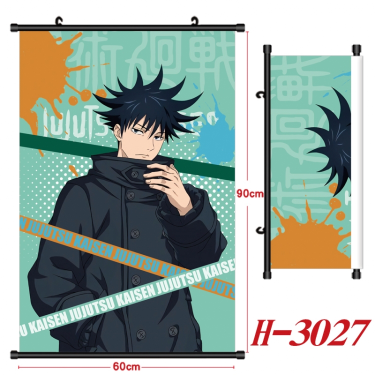 Jujutsu Kaisen Anime Black Plastic Rod Canvas Painting Wall Scroll 60X90CM