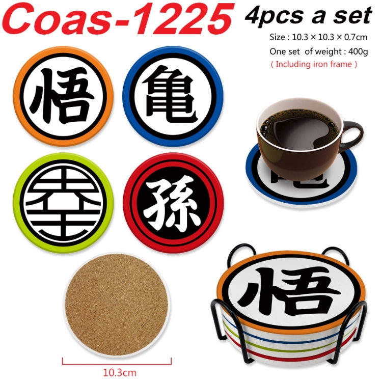 DRAGON BALL Anime peripheral circular coaster UV printed ceramic cork insulation pad a set of 4 