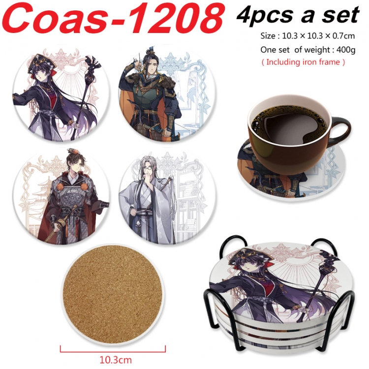 Heaven Official's Blessing Anime peripheral circular coaster UV printed ceramic cork insulation pad a set of 4 