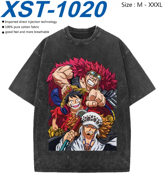 One Piece Cotton direct spray color print washed denim T-shirt 250g from M to 3XL