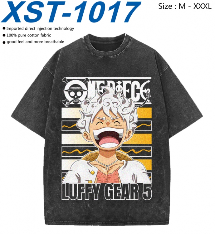 One Piece Cotton direct spray color print washed denim T-shirt 250g from M to 3XL