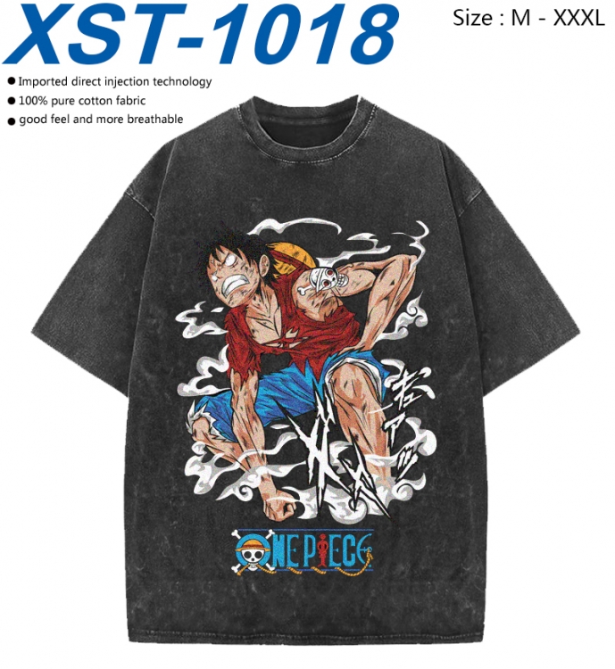 One Piece Cotton direct spray color print washed denim T-shirt 250g from M to 3XL