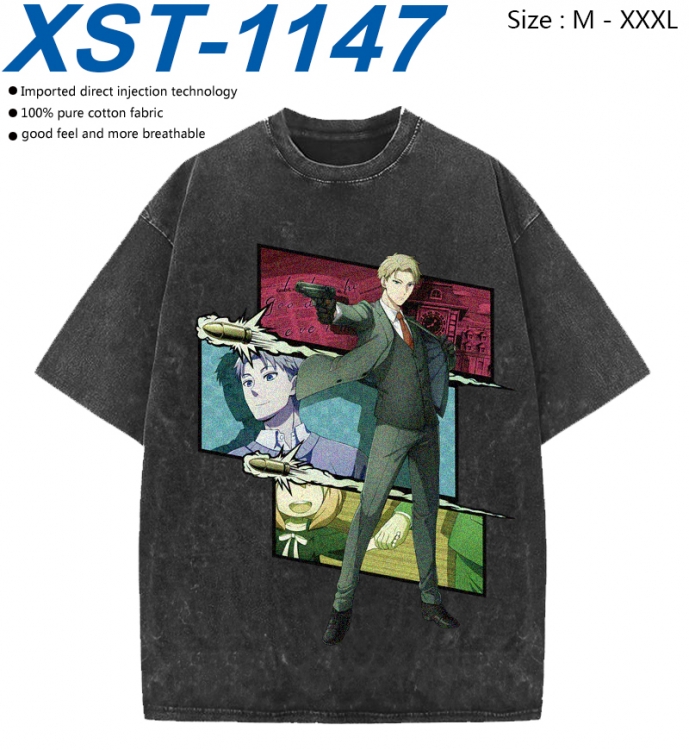 SPY×FAMILY Cotton direct spray color print washed denim T-shirt 250g from M to 3XL