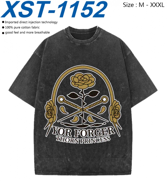SPY×FAMILY Cotton direct spray color print washed denim T-shirt 250g from M to 3XL