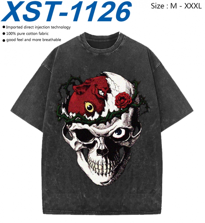 Berserk Cotton direct spray color print washed denim T-shirt 250g from M to 3XL