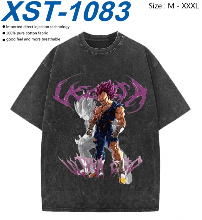 DRAGON BALL Cotton direct spray color print washed denim T-shirt 250g from M to 3XL