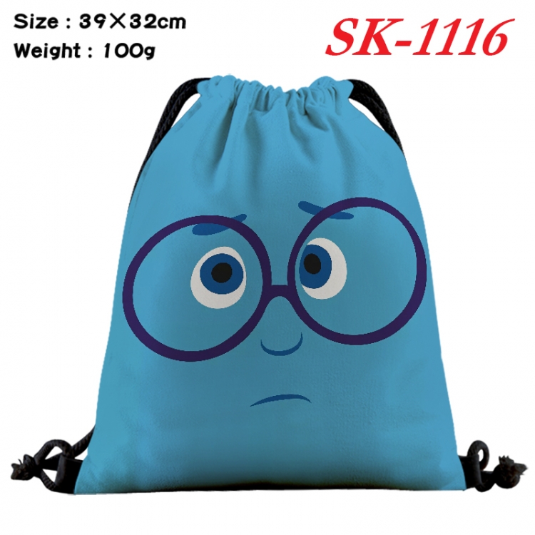 Inside Out cartoon Waterproof Nylon Full Color Drawstring Pocket 39x32cm   SK-1116