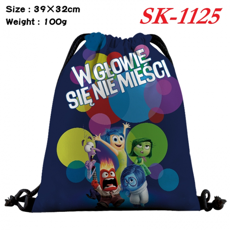 Inside Out cartoon Waterproof Nylon Full Color Drawstring Pocket 39x32cm SK-1125