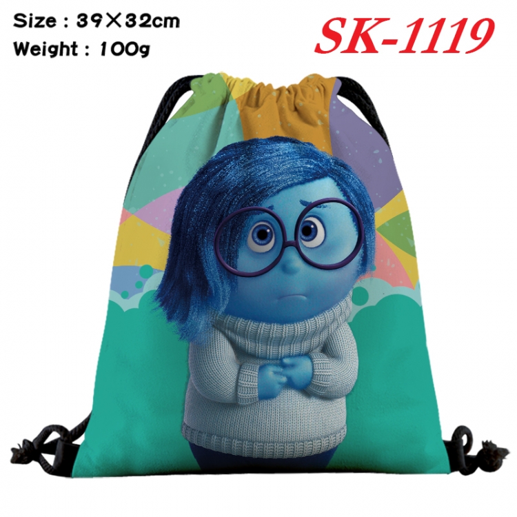 Inside Out cartoon Waterproof Nylon Full Color Drawstring Pocket 39x32cm  SK-1119