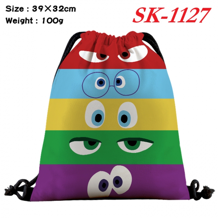 Inside Out cartoon Waterproof Nylon Full Color Drawstring Pocket 39x32cm SK-1127