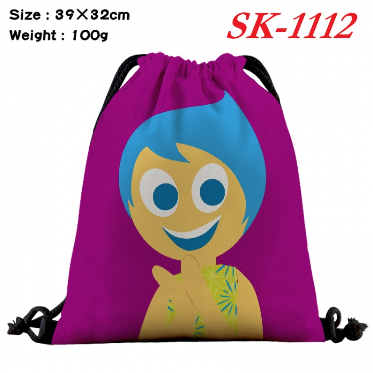 Inside Out cartoon Waterproof Nylon Full Color Drawstring Pocket 39x32cm   SK-1112