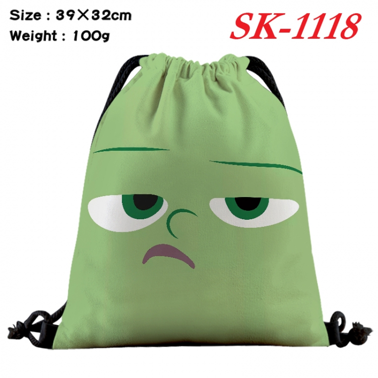 Inside Out cartoon Waterproof Nylon Full Color Drawstring Pocket 39x32cm  SK-1118