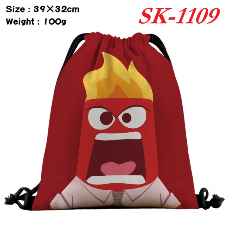 Inside Out cartoon Waterproof Nylon Full Color Drawstring Pocket 39x32cm  SK-1109