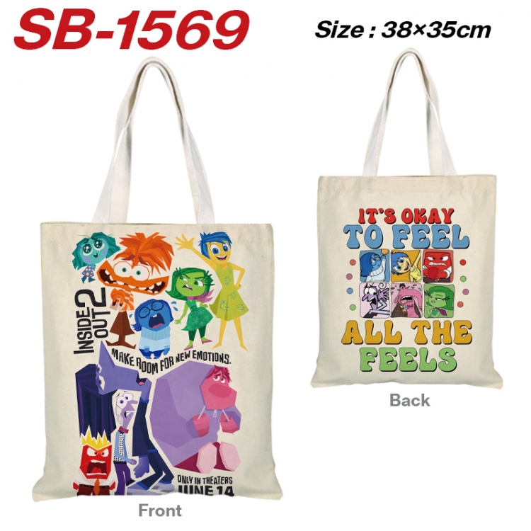 Inside Out Anime Canvas Handheld Shoulder Bag Handbag Shopping Bag 38X35CM