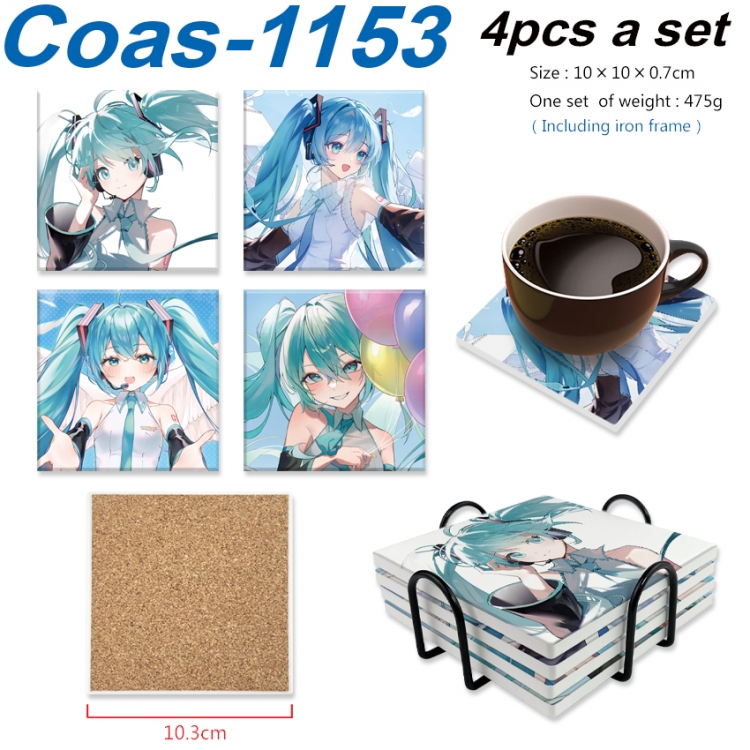 Hatsune Miku Anime peripheral UV printed square coaster a set of 4 Coas-1153