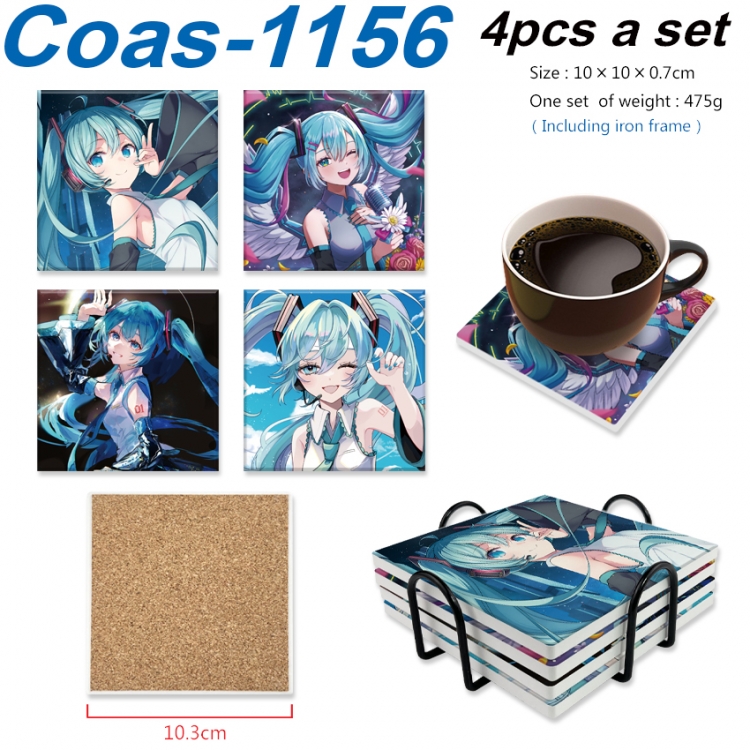 Hatsune Miku Anime peripheral UV printed square coaster a set of 4 Coas-1156