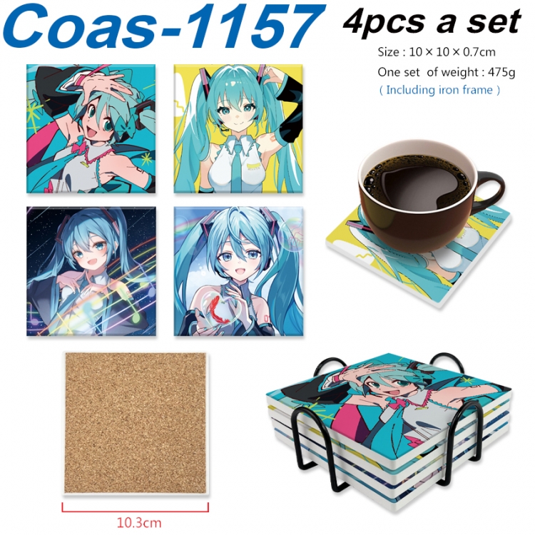 Hatsune Miku Anime peripheral UV printed square coaster a set of 4 Coas-1157