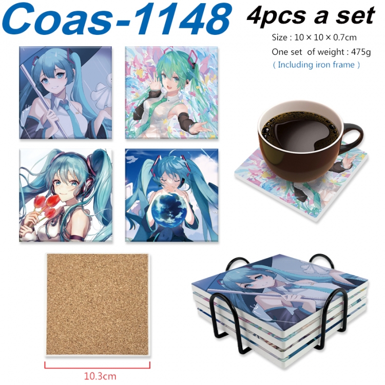 Hatsune Miku Anime peripheral UV printed square coaster a set of 4 Coas-1148