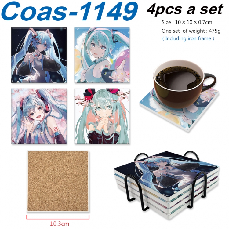 Hatsune Miku Anime peripheral UV printed square coaster a set of 4 Coas-1149